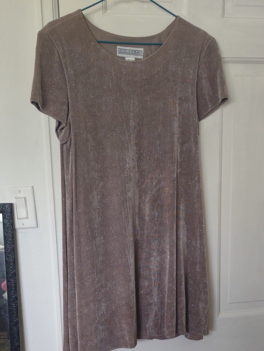 Jessica Howard Taupe Sparkle Velvet Mini Dress